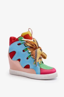 Boto Damskie Sneakersy Na Koturnie Multikolor Leoppa