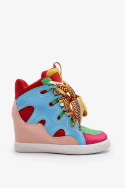 Boto Damskie Sneakersy Na Koturnie Multikolor Leoppa