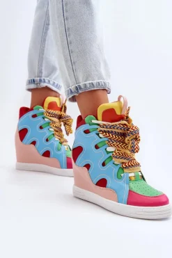 Boto Damskie Sneakersy Na Koturnie Multikolor Leoppa
