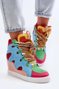 Boto Damskie Sneakersy Na Koturnie Multikolor Leoppa
