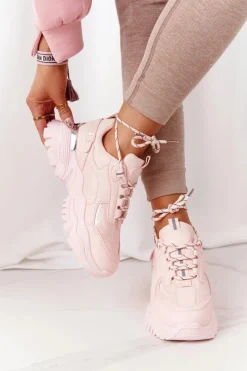 Best Damskie Sneakersy Na Masywnej Podeszwie Różowe Influencer Damskie Sneakersy Damskie