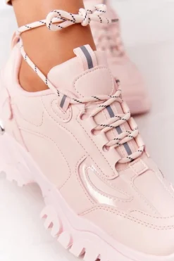 Best Damskie Sneakersy Na Masywnej Podeszwie Różowe Influencer Damskie Sneakersy Damskie
