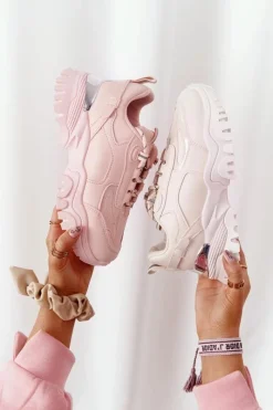 Best Damskie Sneakersy Na Masywnej Podeszwie Różowe Influencer Damskie Sneakersy Damskie