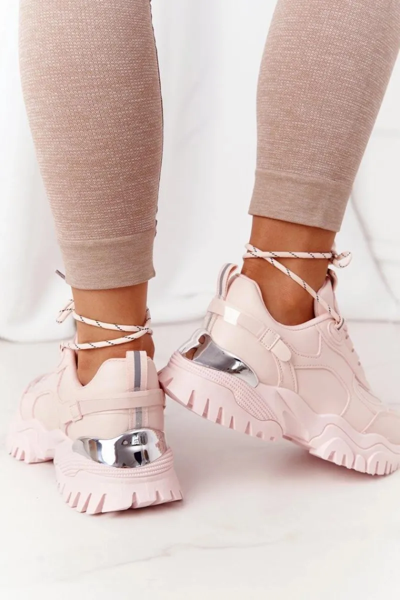 Best Damskie Sneakersy Na Masywnej Podeszwie Różowe Influencer Damskie Sneakersy Damskie