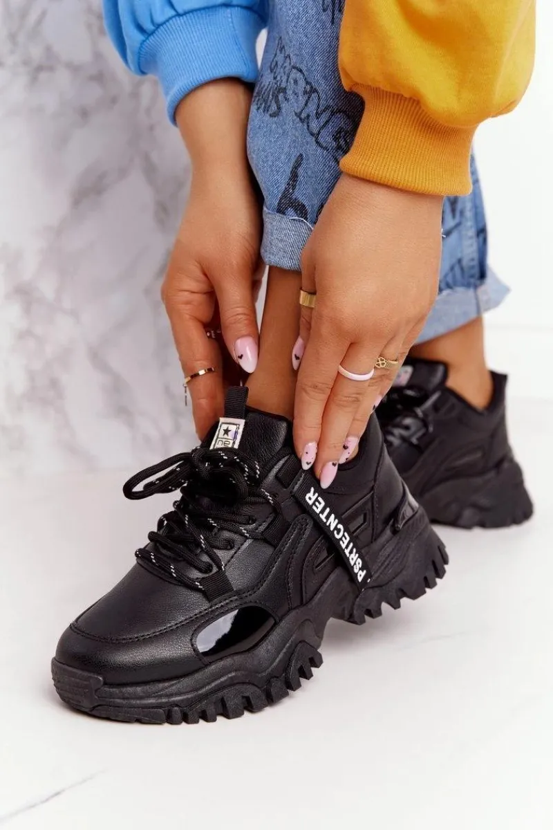 Sale Evento Damskie Sneakersy Na Masywnej Podeszwie Czarne Laugh