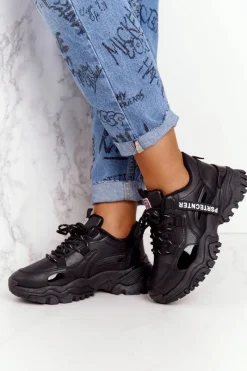 Sale Evento Damskie Sneakersy Na Masywnej Podeszwie Czarne Laugh