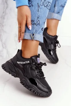 Sale Evento Damskie Sneakersy Na Masywnej Podeszwie Czarne Laugh