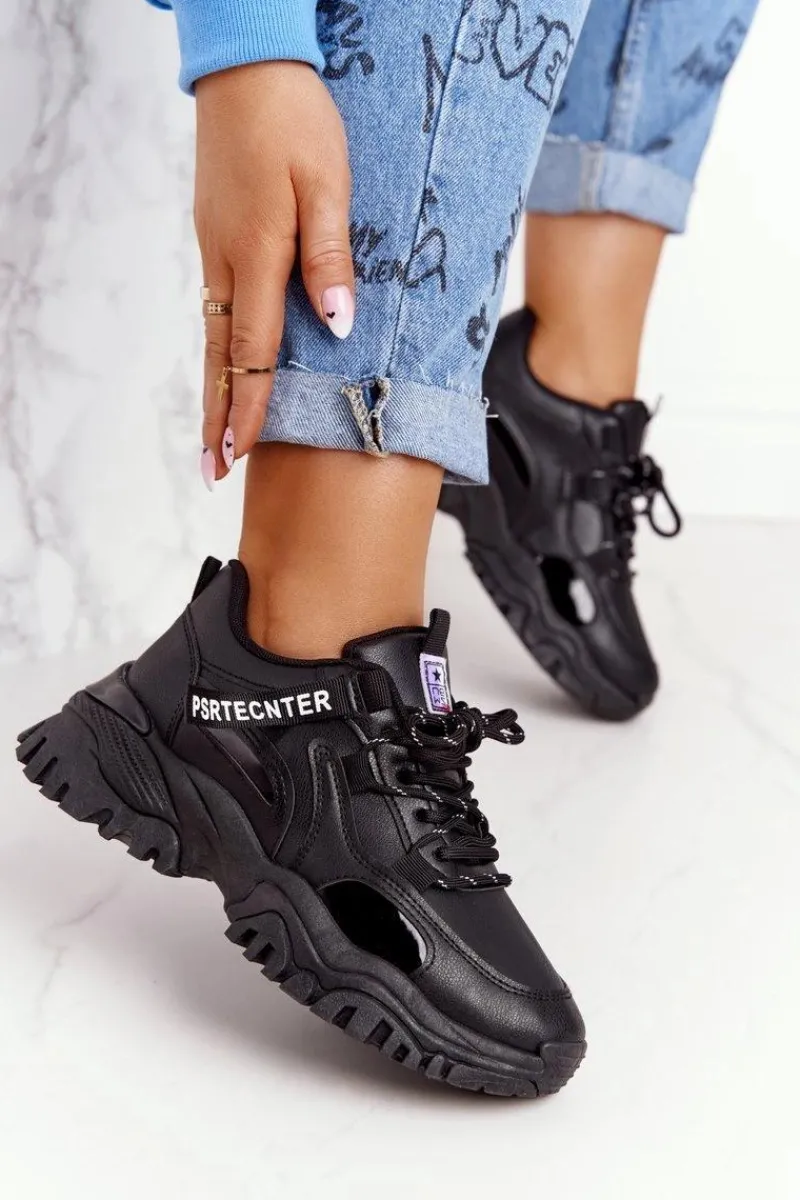 Sale Evento Damskie Sneakersy Na Masywnej Podeszwie Czarne Laugh