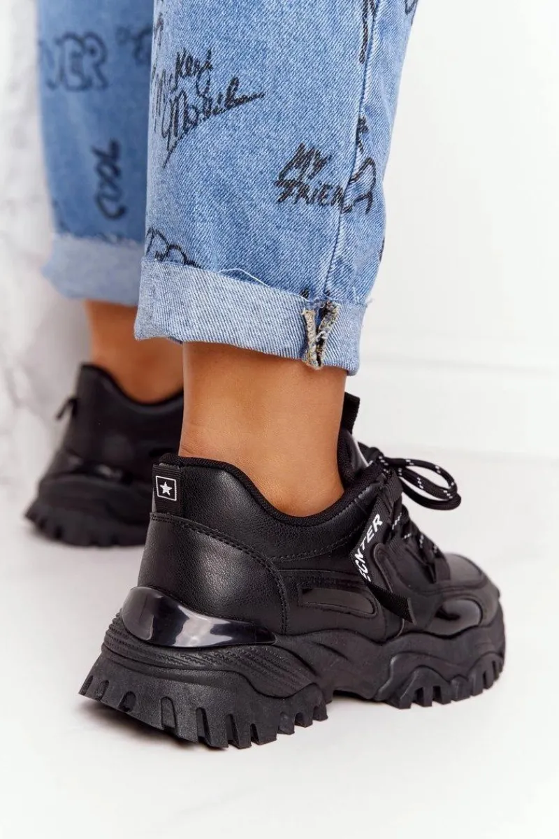 Sale Evento Damskie Sneakersy Na Masywnej Podeszwie Czarne Laugh