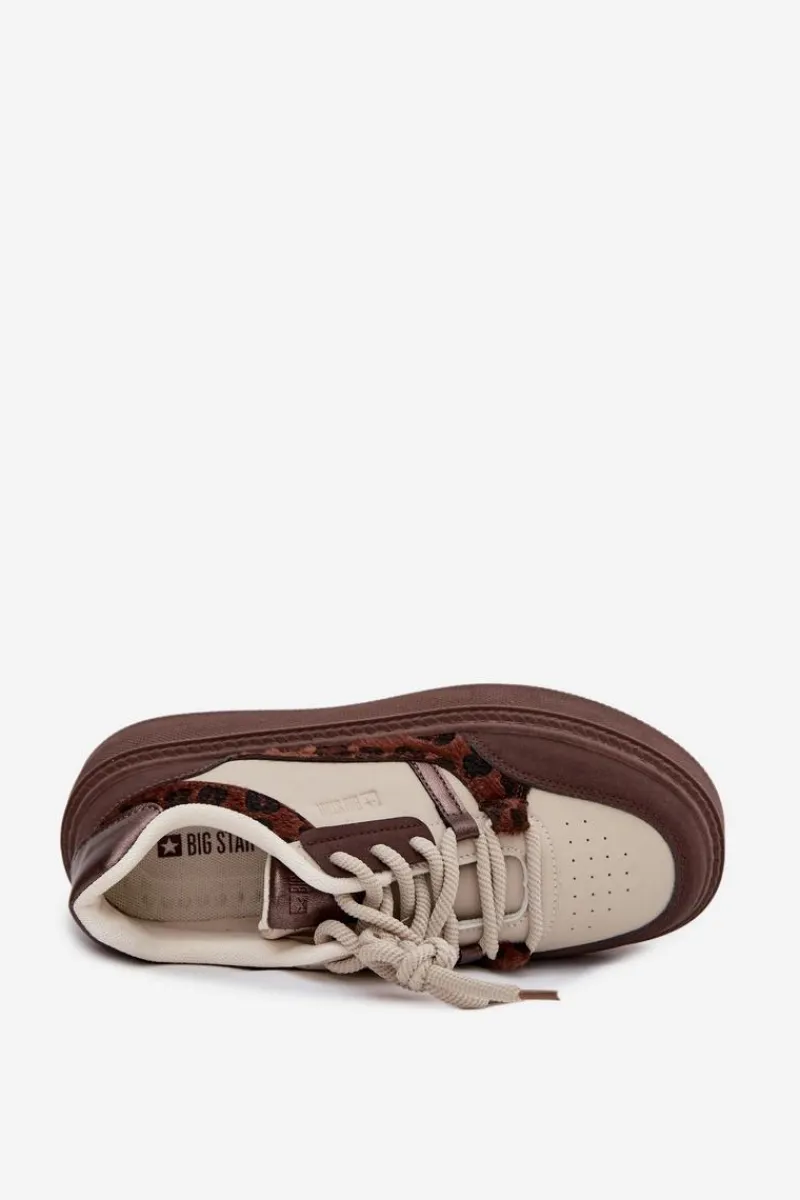 Best Big Star Shoes Damskie Sneakersy Na Platformie Big Star SS274356 Panterka Brązowo-Beżowe