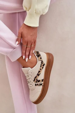Buty Sportowe Na Platformie|Sneakersy Damskie>Boto Damskie Sneakersy Na Platformie Panterka Beżowe Totter Beżowy