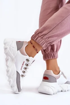 Sale Cross Jeans Damskie Sneakersy Na Platformie KK2R4071C Białe Biały