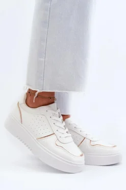 Discount Boto Damskie Sneakersy Na Platformie Białe Tessama