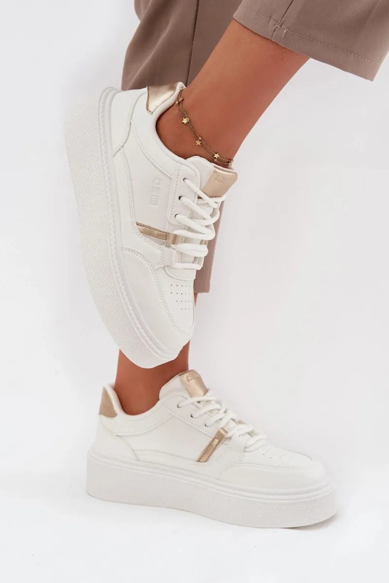 New Damskie Sneakersy Na Platformie Big Star SS274359 Białe Damskie Buty Sportowe Big Star|Sneakersy Damskie