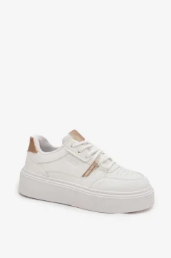 New Damskie Sneakersy Na Platformie Big Star SS274359 Białe Damskie Buty Sportowe Big Star|Sneakersy Damskie