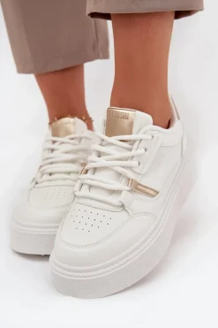 New Damskie Sneakersy Na Platformie Big Star SS274359 Białe Damskie Buty Sportowe Big Star|Sneakersy Damskie