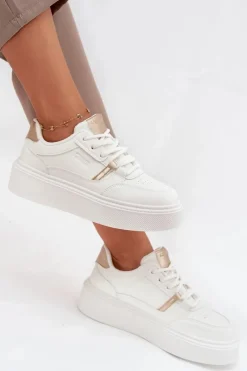 New Damskie Sneakersy Na Platformie Big Star SS274359 Białe Damskie Buty Sportowe Big Star|Sneakersy Damskie