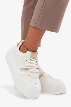 New Damskie Sneakersy Na Platformie Big Star SS274359 Białe Damskie Buty Sportowe Big Star|Sneakersy Damskie