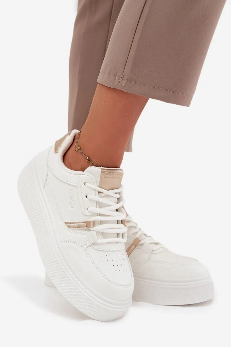 New Damskie Sneakersy Na Platformie Big Star SS274359 Białe Damskie Buty Sportowe Big Star|Sneakersy Damskie