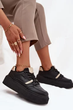 Buty Sportowe Big Star|Sneakersy Damskie>Big Star Shoes Damskie Sneakersy Na Platformie Big Star SS274360 Czarne Czarny