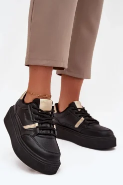 Buty Sportowe Big Star|Sneakersy Damskie>Big Star Shoes Damskie Sneakersy Na Platformie Big Star SS274360 Czarne Czarny