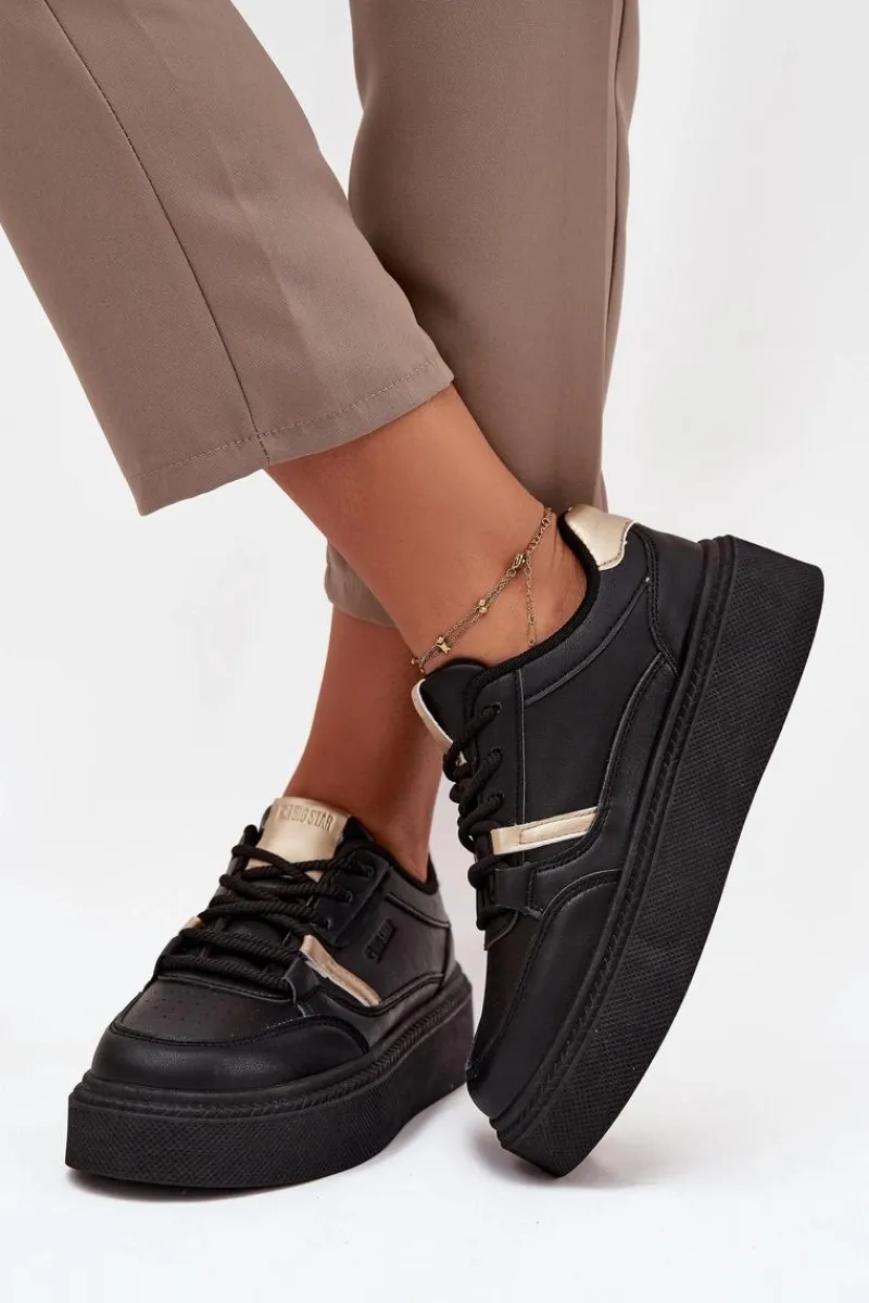 Buty Sportowe Big Star|Sneakersy Damskie>Big Star Shoes Damskie Sneakersy Na Platformie Big Star SS274360 Czarne Czarny