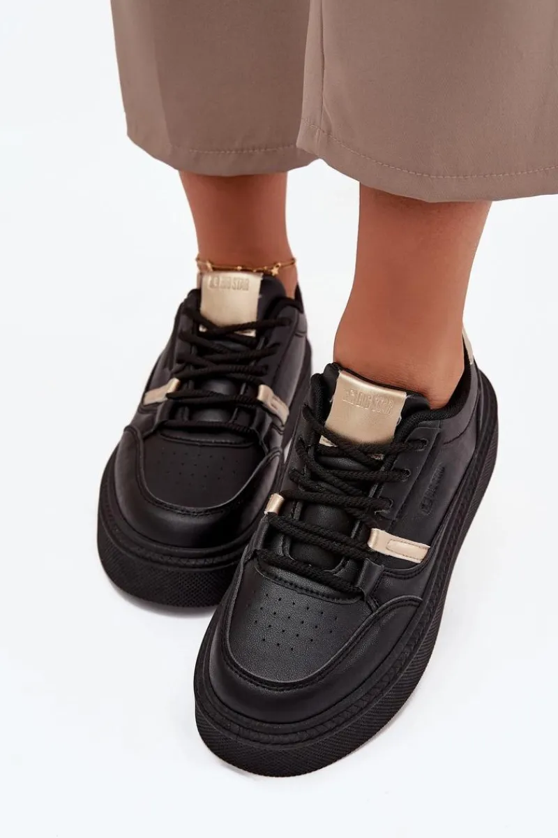 Buty Sportowe Big Star|Sneakersy Damskie>Big Star Shoes Damskie Sneakersy Na Platformie Big Star SS274360 Czarne Czarny