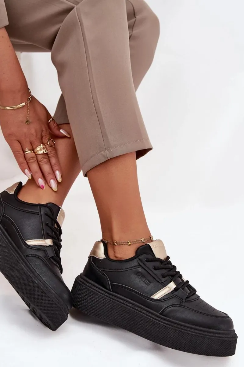 Buty Sportowe Big Star|Sneakersy Damskie>Big Star Shoes Damskie Sneakersy Na Platformie Big Star SS274360 Czarne Czarny