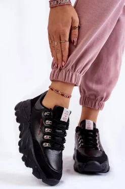 Buty Sportowe Na Platformie|Sneakersy Damskie>Cross Jeans Damskie Sneakersy Na Platformie KK2R4073C Czarne Czarny