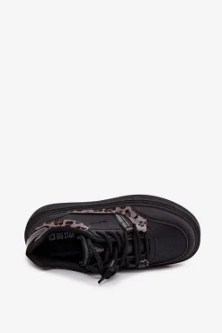 Outlet Big Star Shoes Damskie Sneakersy Na Platformie Big Star SS274358 Panterka Czarne Czarny