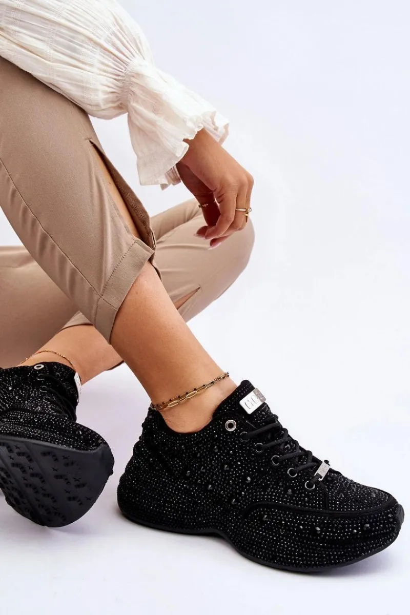 GOE Damskie Sneakersy Na Platformie JJ2N4058 Czarne