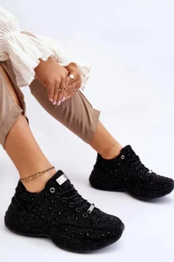 GOE Damskie Sneakersy Na Platformie JJ2N4058 Czarne