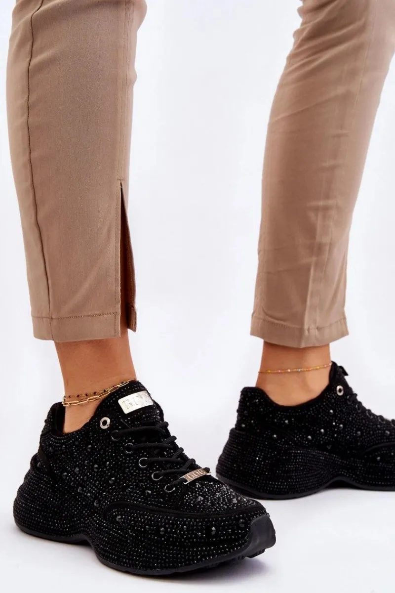 GOE Damskie Sneakersy Na Platformie JJ2N4058 Czarne