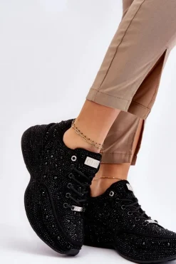 GOE Damskie Sneakersy Na Platformie JJ2N4058 Czarne