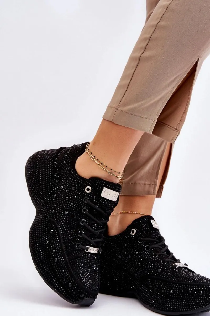 GOE Damskie Sneakersy Na Platformie JJ2N4058 Czarne