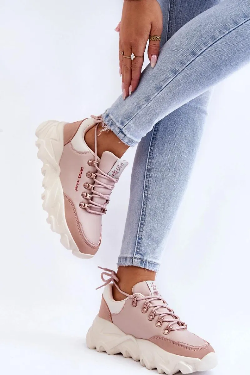 Buty Sportowe Na Platformie|Sneakersy Damskie>Cross Jeans Damskie Sneakersy Na Platformie KK2R4072C Nude