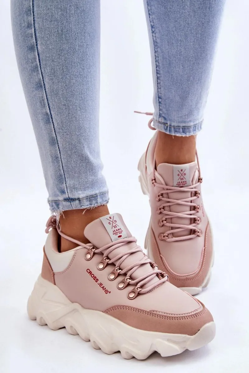 Buty Sportowe Na Platformie|Sneakersy Damskie>Cross Jeans Damskie Sneakersy Na Platformie KK2R4072C Nude