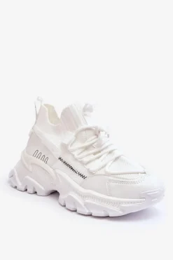 Sale Boto Damskie Sneakersy Skarpetkowe Wsuwane Białe Keaton