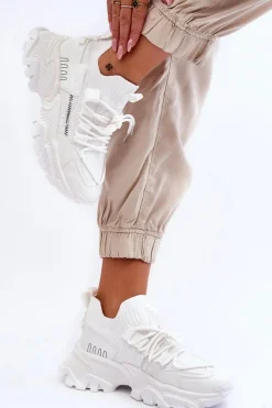 Sale Boto Damskie Sneakersy Skarpetkowe Wsuwane Białe Keaton