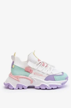 Sale Damskie Sneakersy Skarpetkowe Wsuwane Biało-Fioletowe Keaton Damskie Sneakersy Damskie