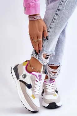 Buty Sportowe Big Star|Sneakersy Damskie>Big Star Shoes Damskie Sneakersy Sportowe Big Star KK274099 Biało-Beżowe