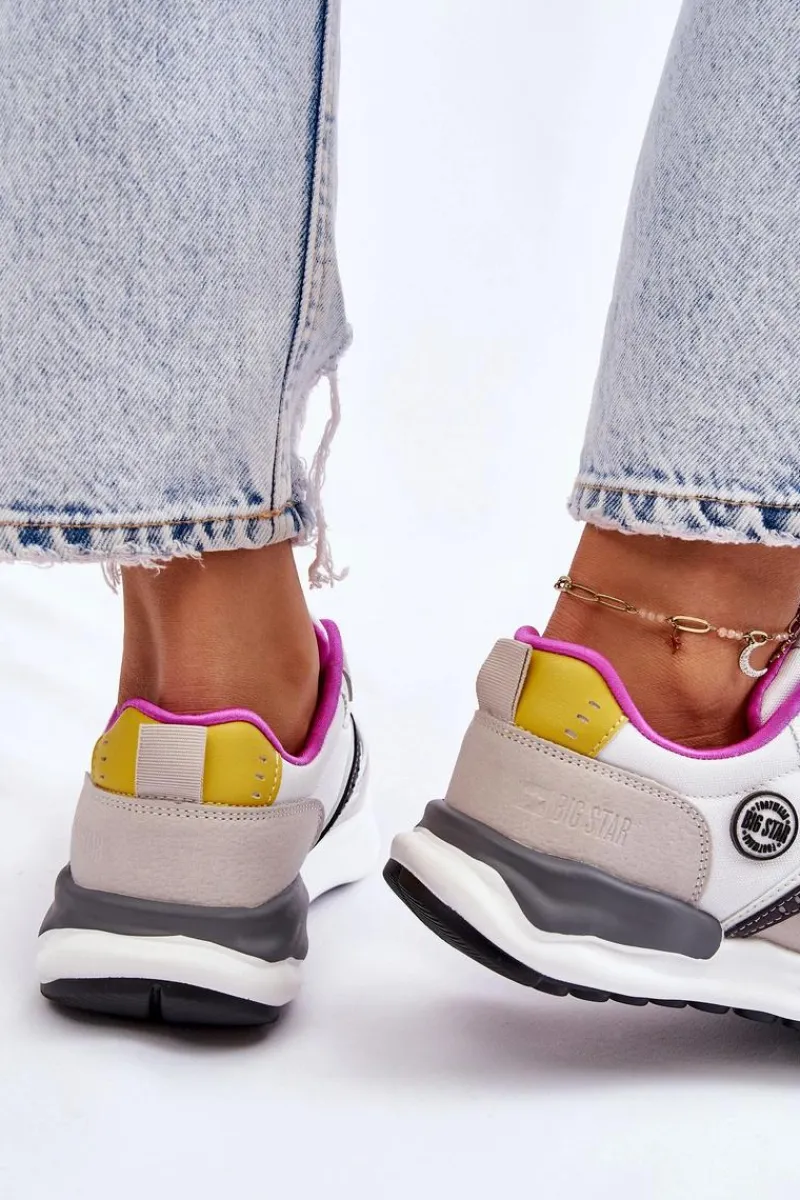 Buty Sportowe Big Star|Sneakersy Damskie>Big Star Shoes Damskie Sneakersy Sportowe Big Star KK274099 Biało-Beżowe