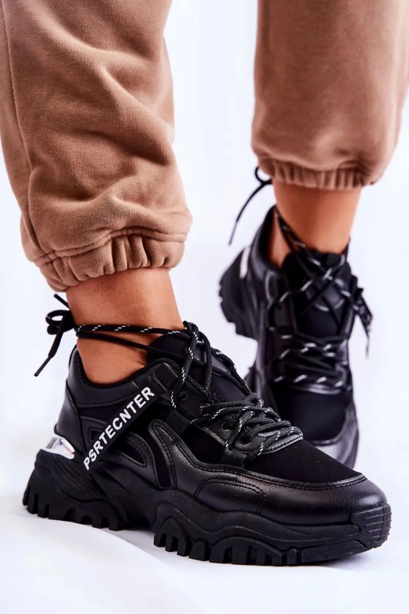 Sneakersy Damskie>Boto Damskie Sneakersy Sportowe Buty Czarne Sheron