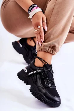 Sneakersy Damskie>Boto Damskie Sneakersy Sportowe Buty Czarne Sheron