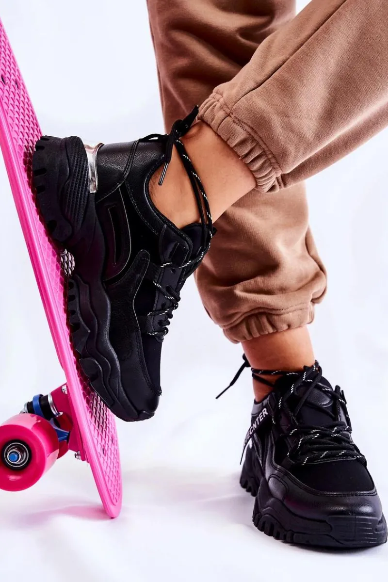 Sneakersy Damskie>Boto Damskie Sneakersy Sportowe Buty Czarne Sheron