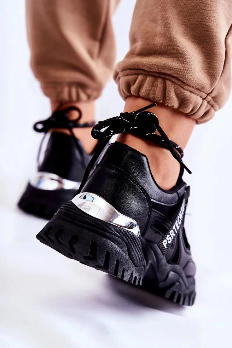 Sneakersy Damskie>Boto Damskie Sneakersy Sportowe Buty Czarne Sheron