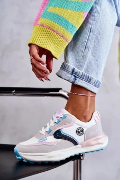 Buty Sportowe Big Star|Sneakersy Damskie>Big Star Shoes Damskie Sneakersy Sportowe Big Star KK274097 Biało-Różowe