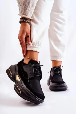 New Boto Damskie Sneakersy Sportowe Buty Czarne New Horizon