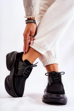 New Boto Damskie Sneakersy Sportowe Buty Czarne New Horizon