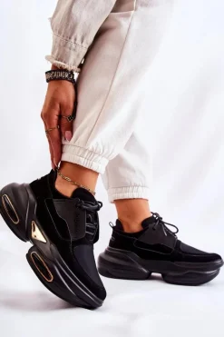 New Boto Damskie Sneakersy Sportowe Buty Czarne New Horizon